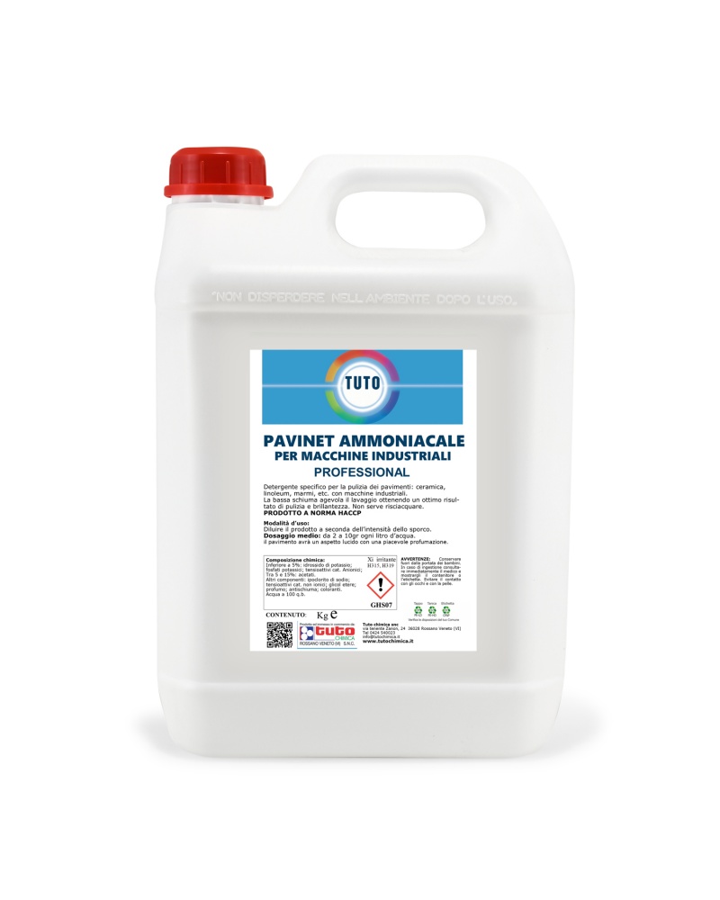 Detergente ammoniacale per macchine lavapavimenti, tuto pavinet